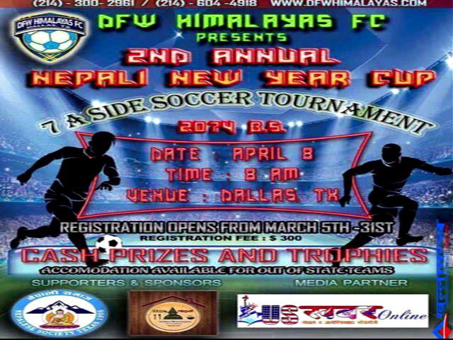 DFW HIMALAYAS FC को आयोजनामा दोस्रोपटक फुटबल प्रतियोगिता हुंदै